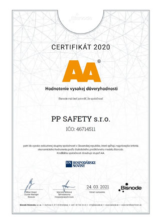 Certifikát dôveryhodnosti 2021